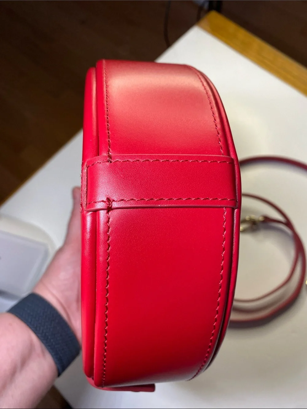 A.Cloud Round Bag Red Leather Crossbody Minimalist Geometric Quality - Picture 13 of 16